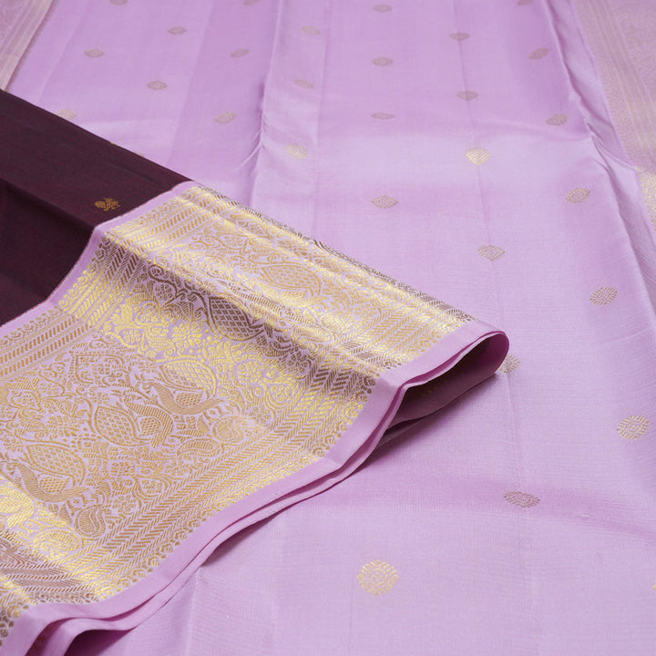 Hayagrivas Handloom Wine Maroon Kanjivaram Silk Saree with Lavendar Border SSCBF23D9-2