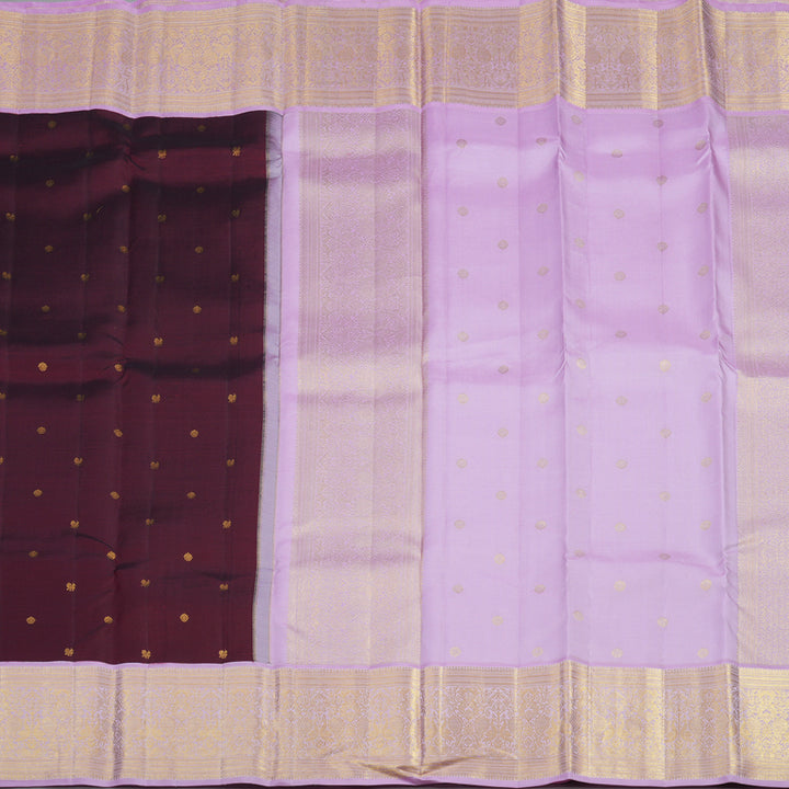 Hayagrivas Handloom Wine Maroon Kanjivaram Silk Saree with Lavendar Border SSCBF23D9-2