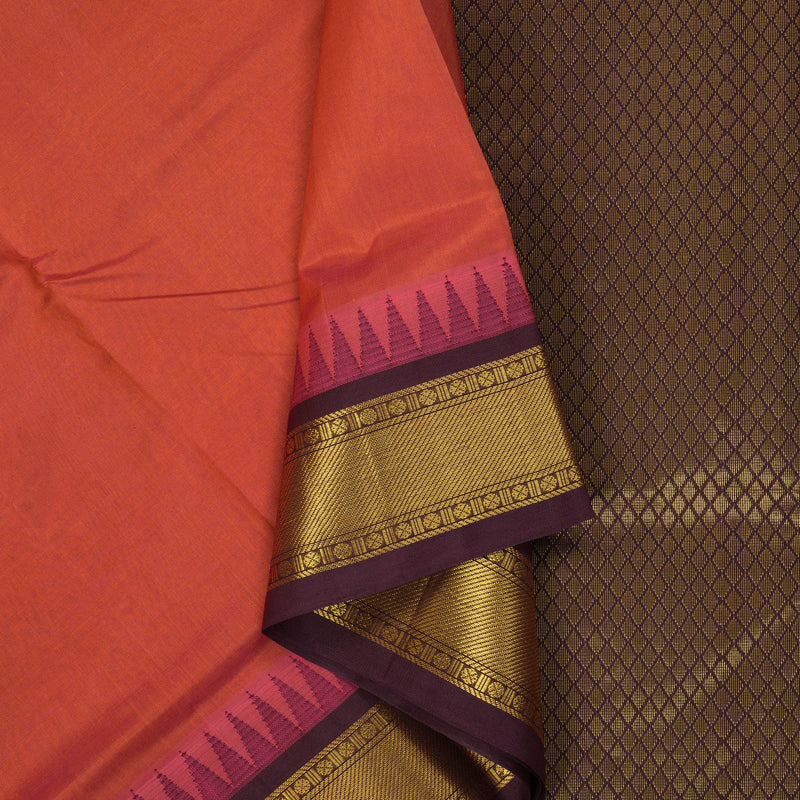 Hayagrivas Rust Orange Pure Silk Cotton Saree SSCBF34D3-57