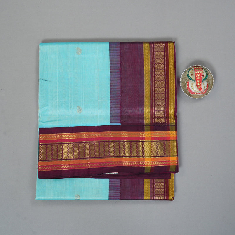 Hayagrivas Ice Blue Pure Silk Cotton Saree SSCBF34D5-28