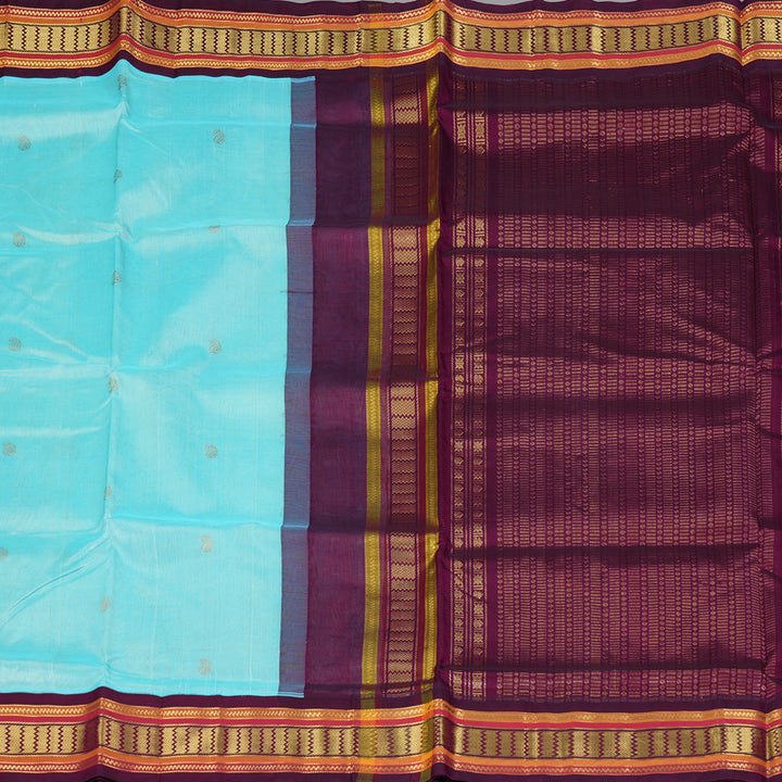 Hayagrivas Ice Blue Pure Silk Cotton Saree SSCBF34D5-28