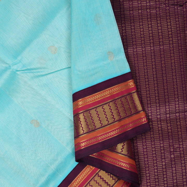 Hayagrivas Ice Blue Pure Silk Cotton Saree SSCBF34D5-28