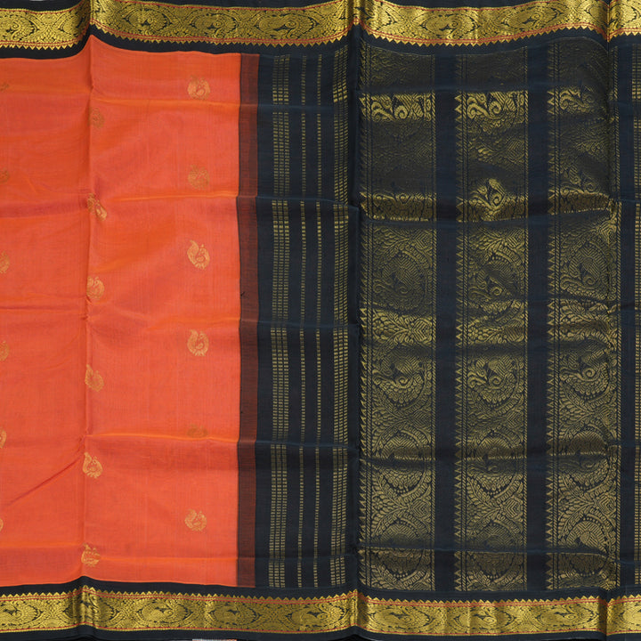 Hayagrivas Orange Pure Silk Cotton Saree SSCBF34D5-36