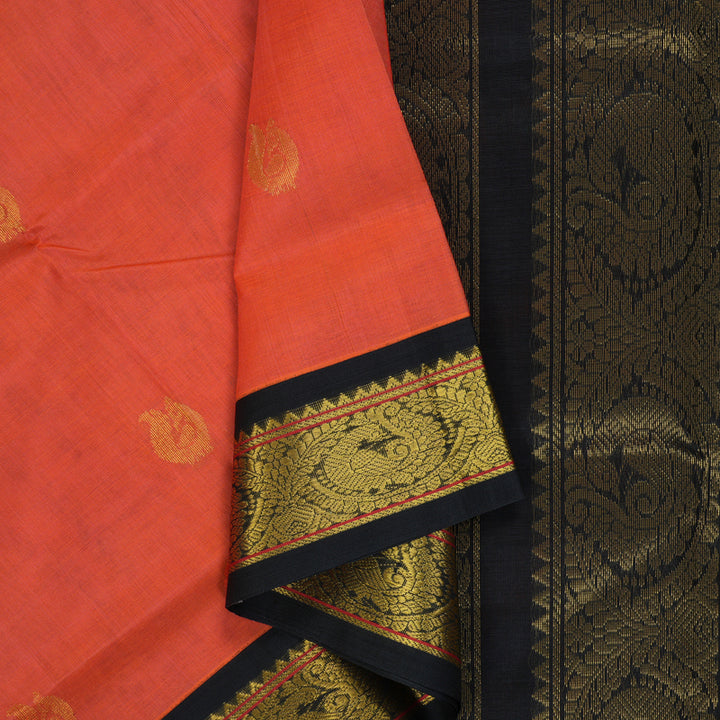 Hayagrivas Orange Pure Silk Cotton Saree SSCBF34D5-36