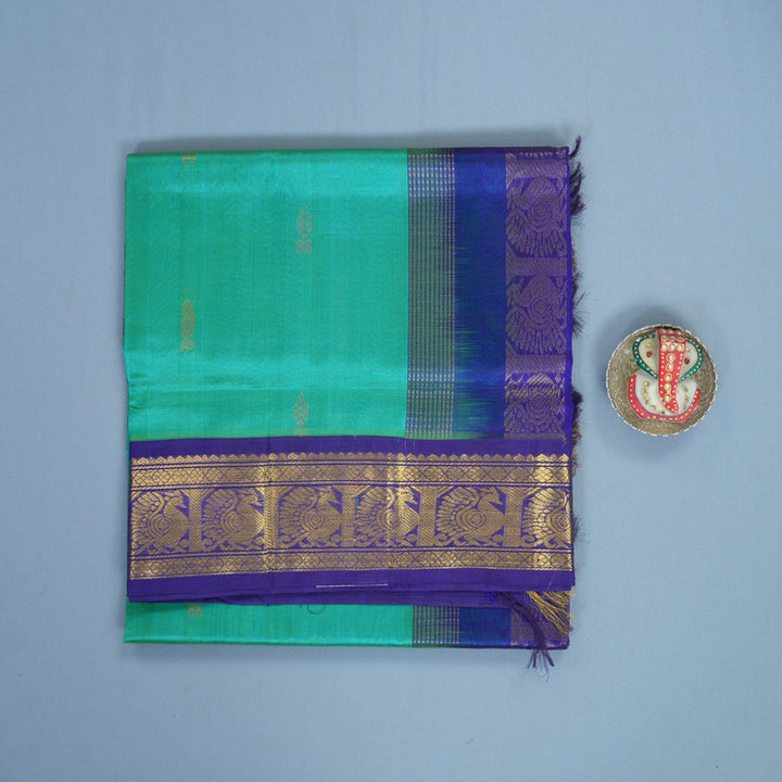 Hayagrivas Blue-Green Pure Silk Cotton Saree SSCBF34D5-7