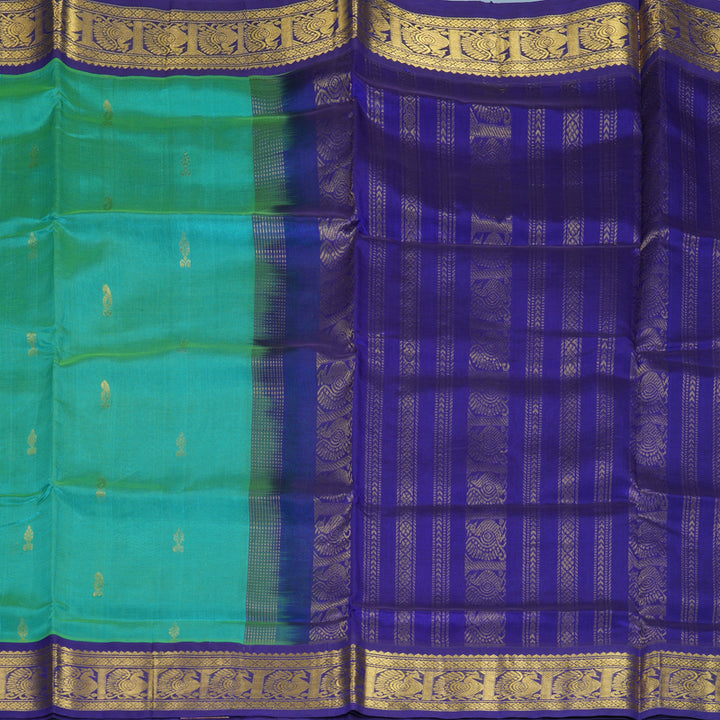 Hayagrivas Blue-Green Pure Silk Cotton Saree SSCBF34D5-7