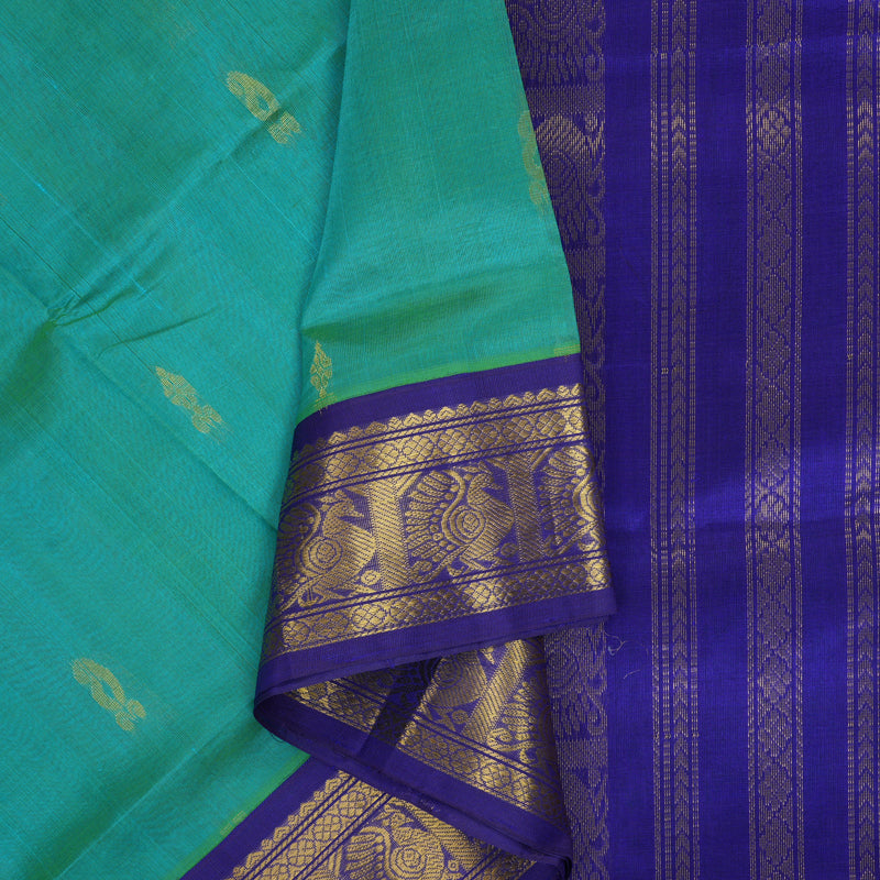 Hayagrivas Blue-Green Pure Silk Cotton Saree SSCBF34D5-7