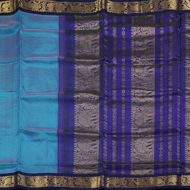 Hayagrivas Dual Toned Blue & Purple Pure Silk Cotton Saree SSCBF35D1-20