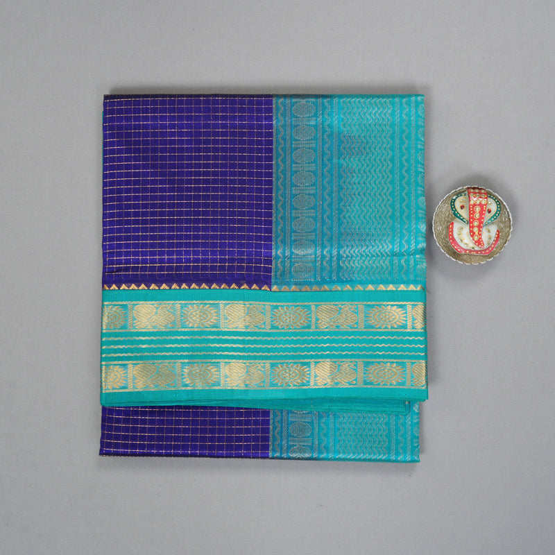 Hayagrivas Royal Blue Pure Silk Cotton Saree SSCBF35D3-2