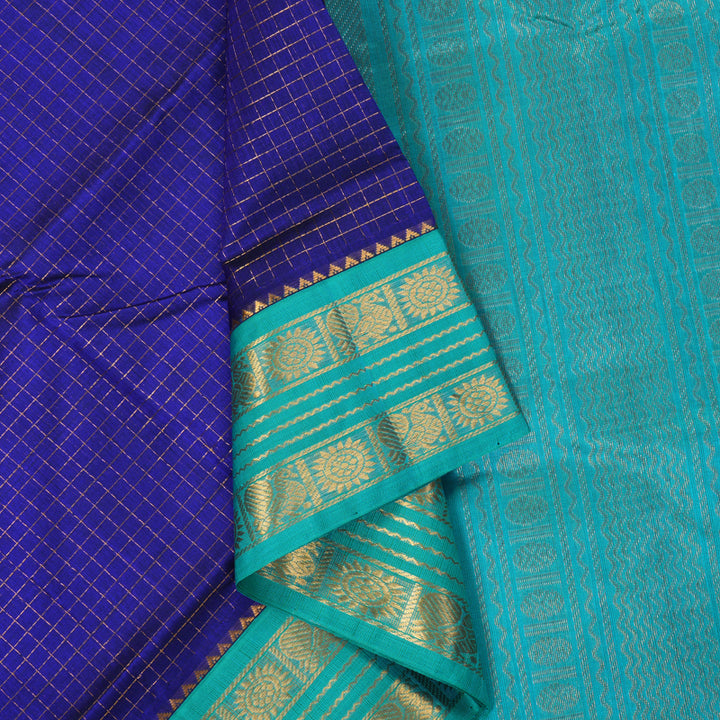 Hayagrivas Royal Blue Pure Silk Cotton Saree SSCBF35D3-2