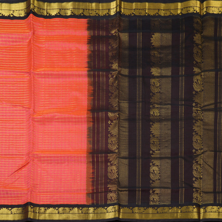 Hayagrivas Pinkish-Orange Pure Silk Cotton Saree SSCBF35D3-20
