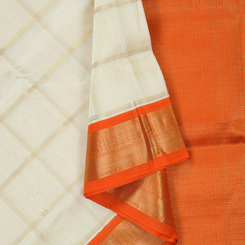 Hayagrivas Off-White Pure Silk Cotton Saree SSCBF35D3-5