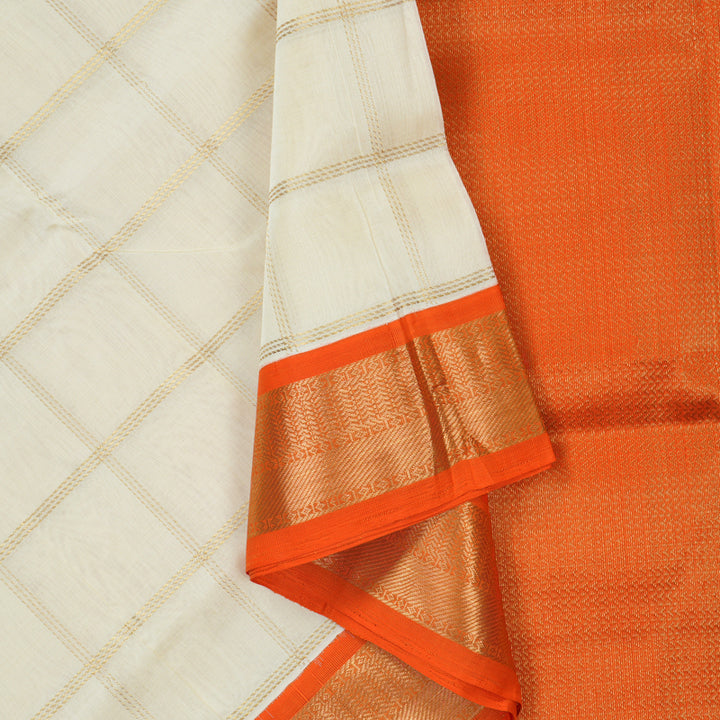 Hayagrivas Off-White Pure Silk Cotton Saree SSCBF35D3-5
