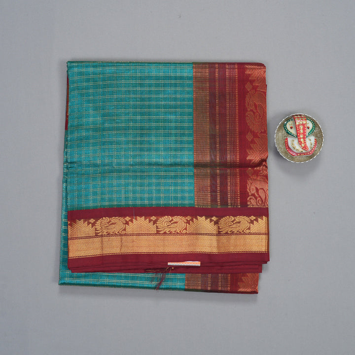 Hayagrivas Blue & Green (Shot Colour) Pure Silk Cotton Saree SSCBF35D3-8