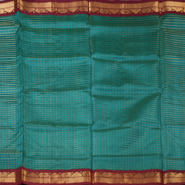 Hayagrivas Blue & Green (Shot Colour) Pure Silk Cotton Saree SSCBF35D3-8