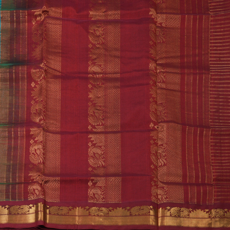 Hayagrivas Blue & Green (Shot Colour) Pure Silk Cotton Saree SSCBF35D3-8