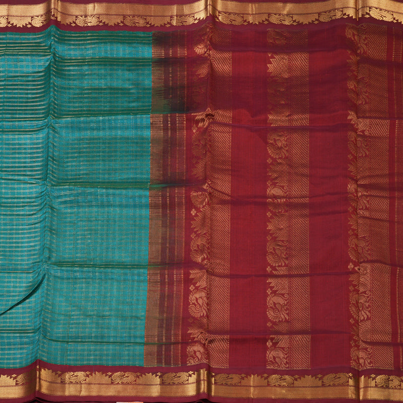 Hayagrivas Blue & Green (Shot Colour) Pure Silk Cotton Saree SSCBF35D3-8