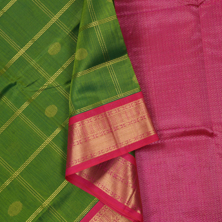 Hayagrivas Parrot Green Pure Silk Cotton Saree SSCBF35D4-7