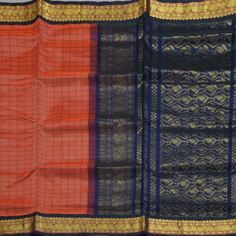 Hayagrivas Dust Orange Pure Silk Cotton Saree SSCBF35D5-16