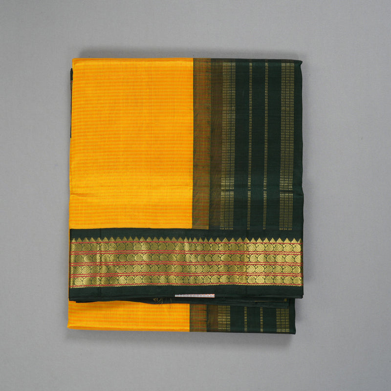 Hayagrivas Yellow & Orange Stripes Pure Silk Cotton Saree SSCBF35D5-19