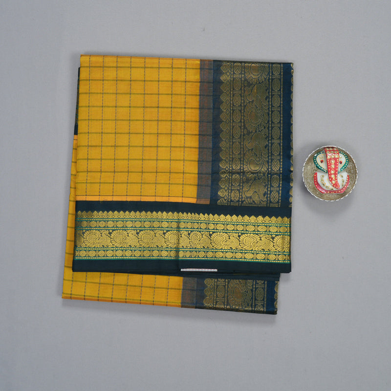 Hayagrivas Mustard Yellow Pure Silk Cotton Saree SSCBF35D5-23