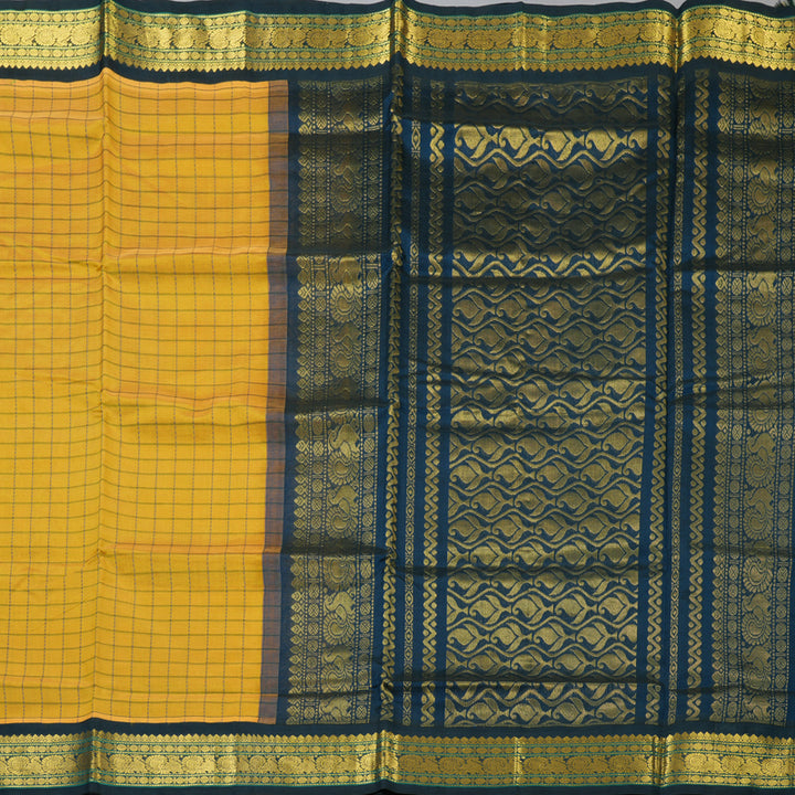 Hayagrivas Mustard Yellow Pure Silk Cotton Saree SSCBF35D5-23