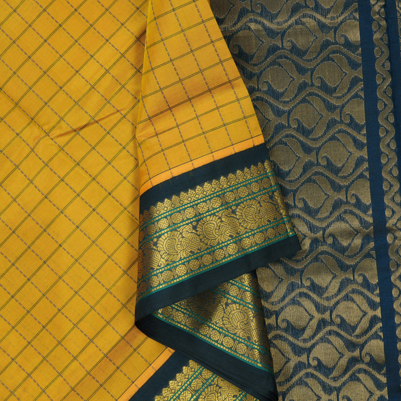 Hayagrivas Mustard Yellow Pure Silk Cotton Saree SSCBF35D5-23