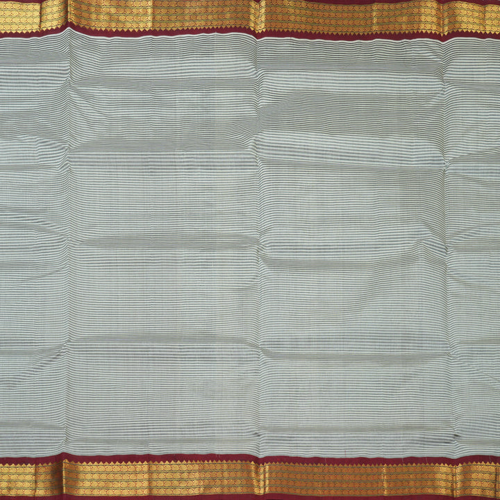 Hayagrivas White & Grey Stripes Pure Silk Cotton Saree SSCBF35D5-4