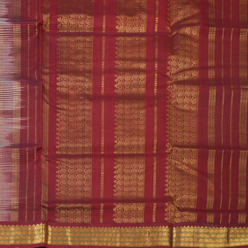 Hayagrivas White & Grey Stripes Pure Silk Cotton Saree SSCBF35D5-4