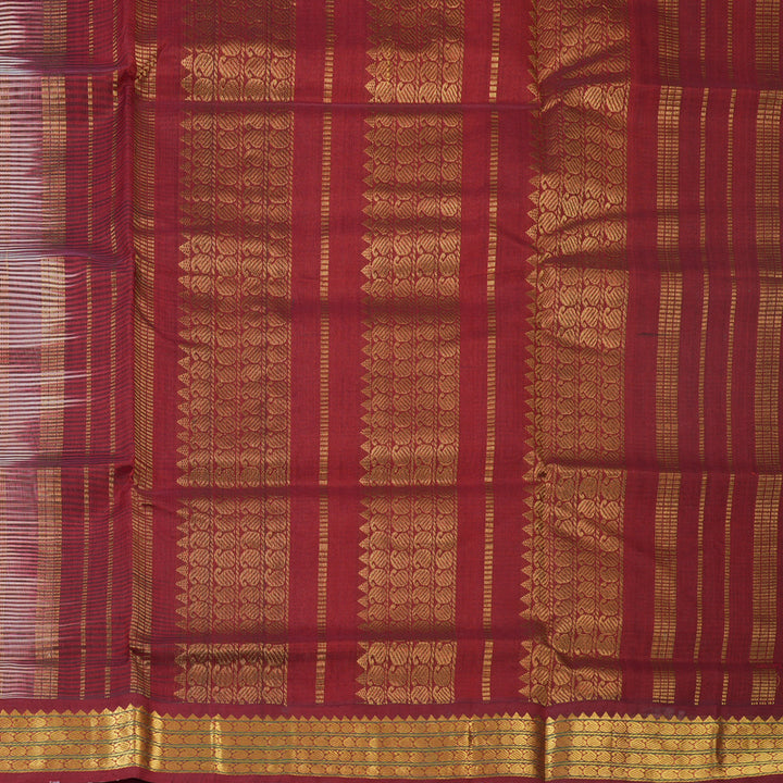 Hayagrivas White & Grey Stripes Pure Silk Cotton Saree SSCBF35D5-4