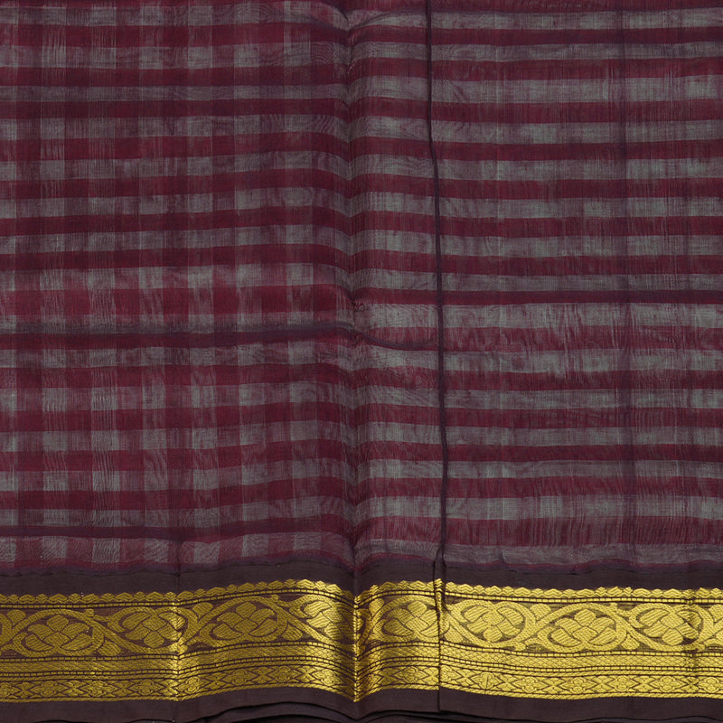 Hayagrivas Red & White Checks Pure Silk Cotton Saree SSCBF36D1-3