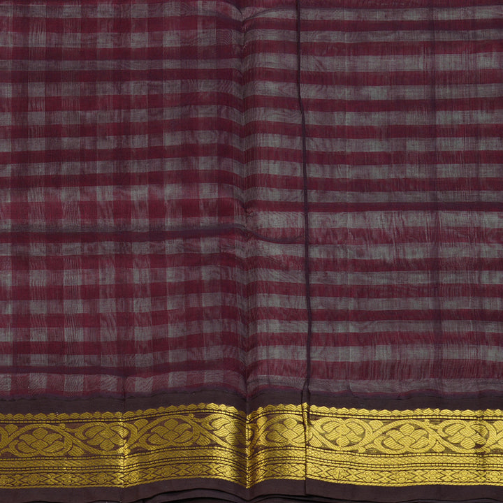 Hayagrivas Red & White Checks Pure Silk Cotton Saree SSCBF36D1-3