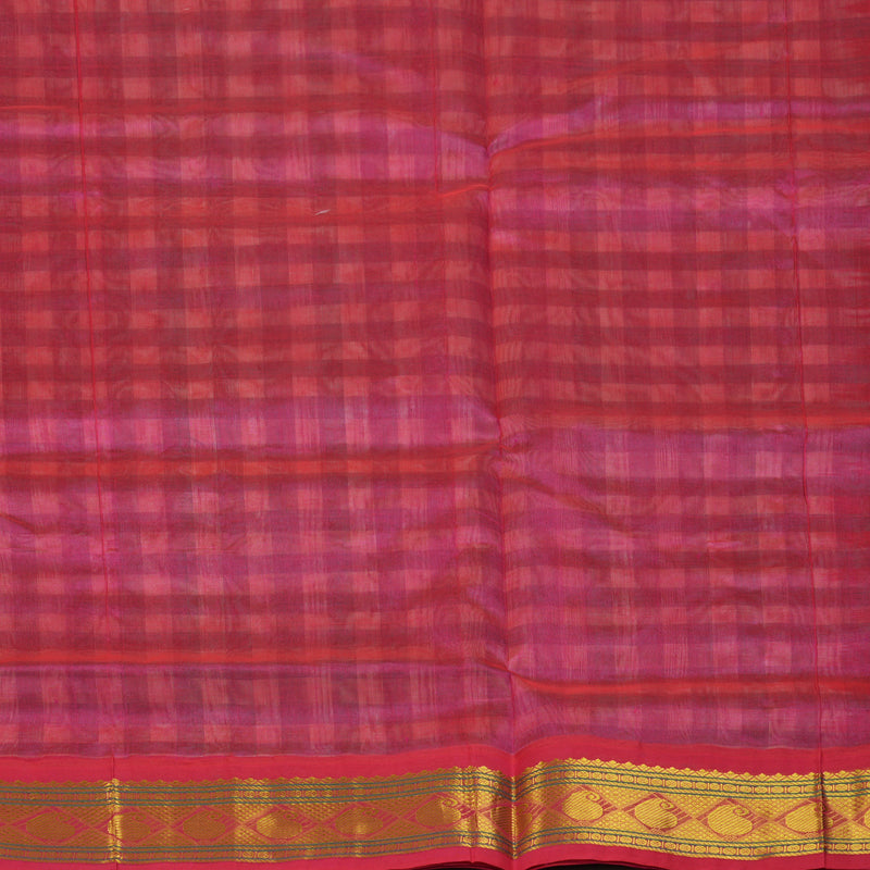 Hayagrivas Teal & White Checks Pure Silk Cotton Saree SSCBF36D1-4