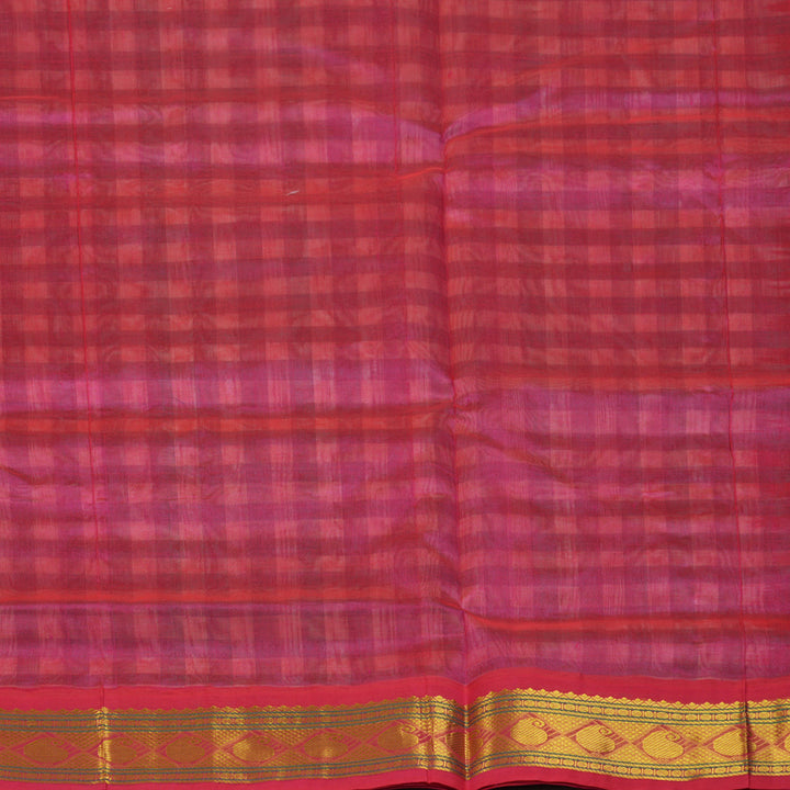 Hayagrivas Teal & White Checks Pure Silk Cotton Saree SSCBF36D1-4