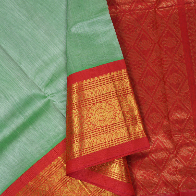 Hayagrivas Pista Green Pure Silk Cotton Saree SSCBF36D10-2