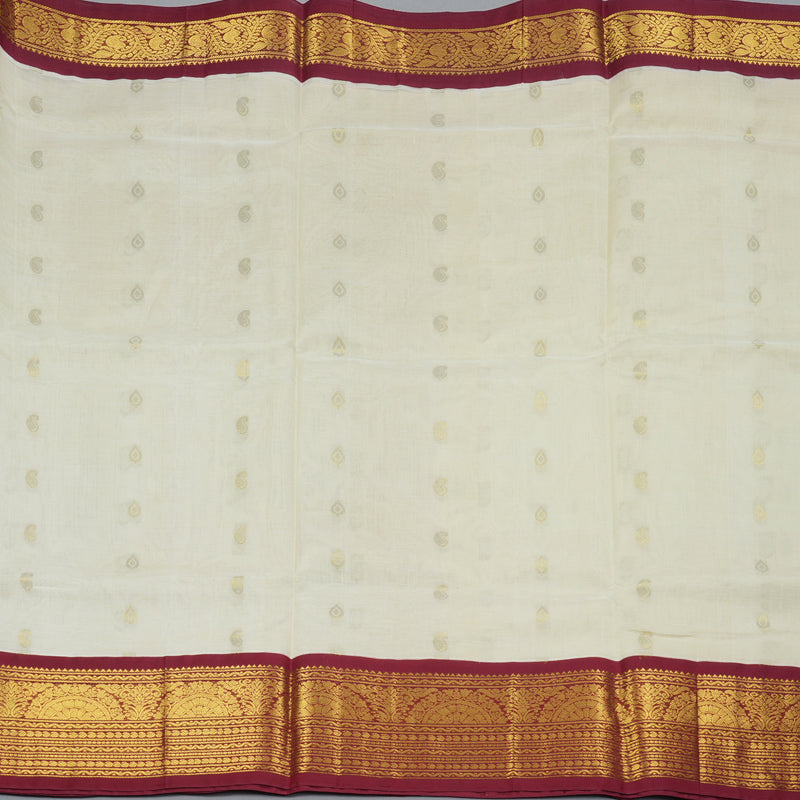 Hayagrivas Half-White Pure Silk Cotton Saree SSCBF36D11-1