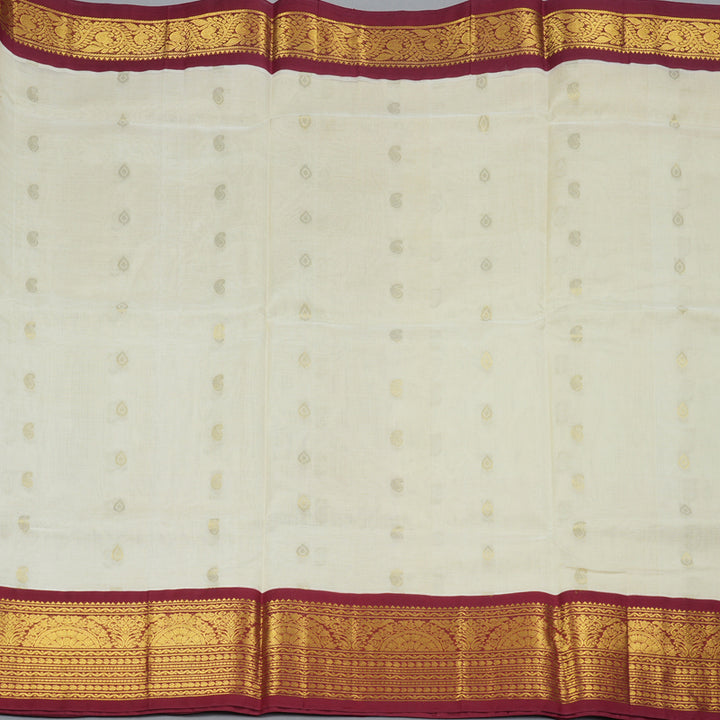 Hayagrivas Half-White Pure Silk Cotton Saree SSCBF36D11-1