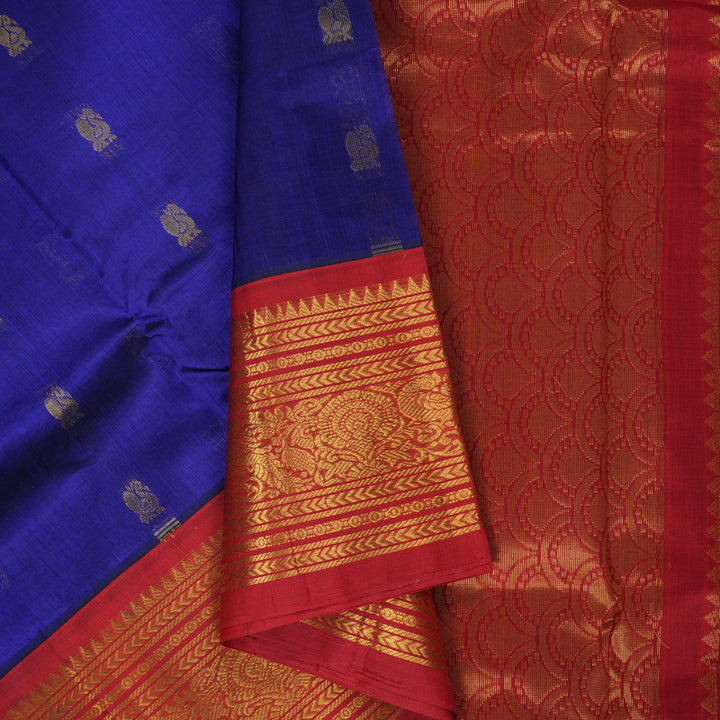 Hayagrivas Blue Pure Silk Cotton Saree SSCBF36D11-2