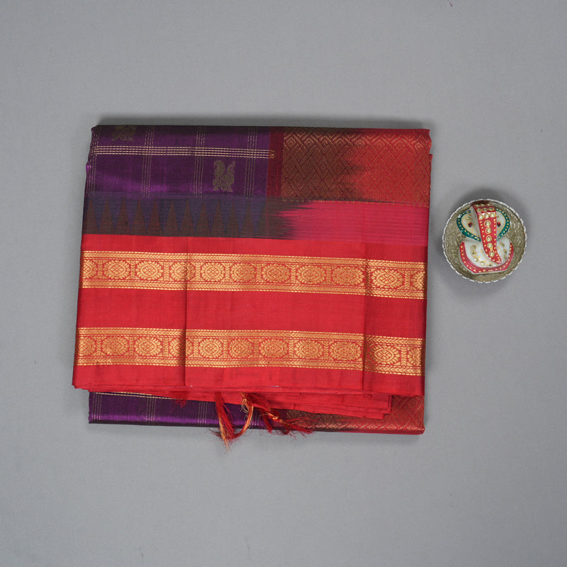 Hayagrivas Purple Pure Silk Cotton Saree SSCBF36D12-2