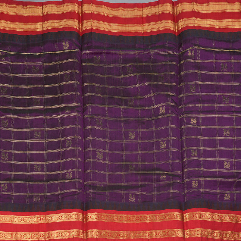 Hayagrivas Purple Pure Silk Cotton Saree SSCBF36D12-2