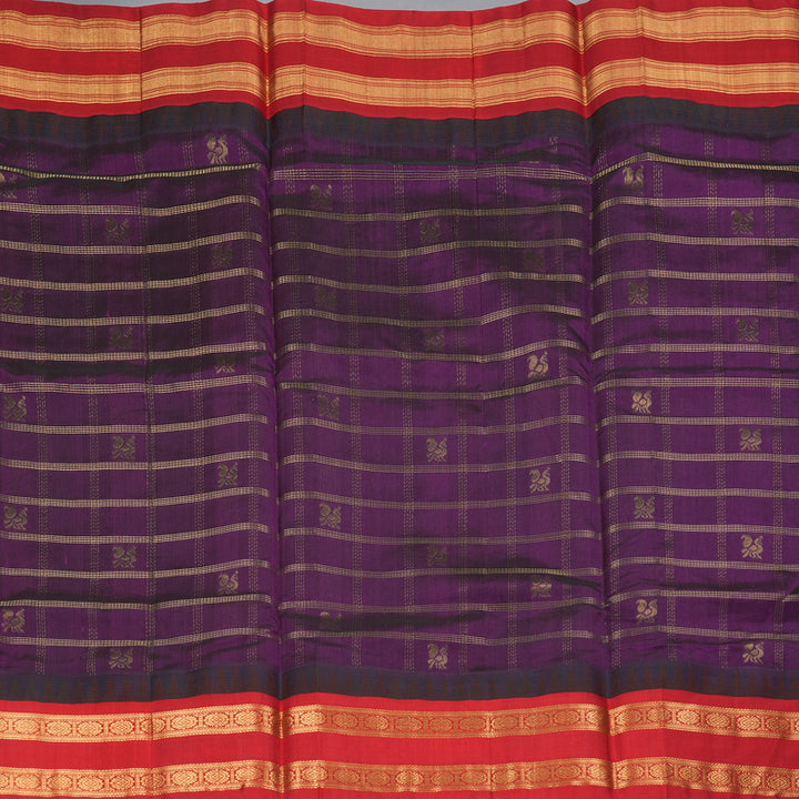 Hayagrivas Purple Pure Silk Cotton Saree SSCBF36D12-2
