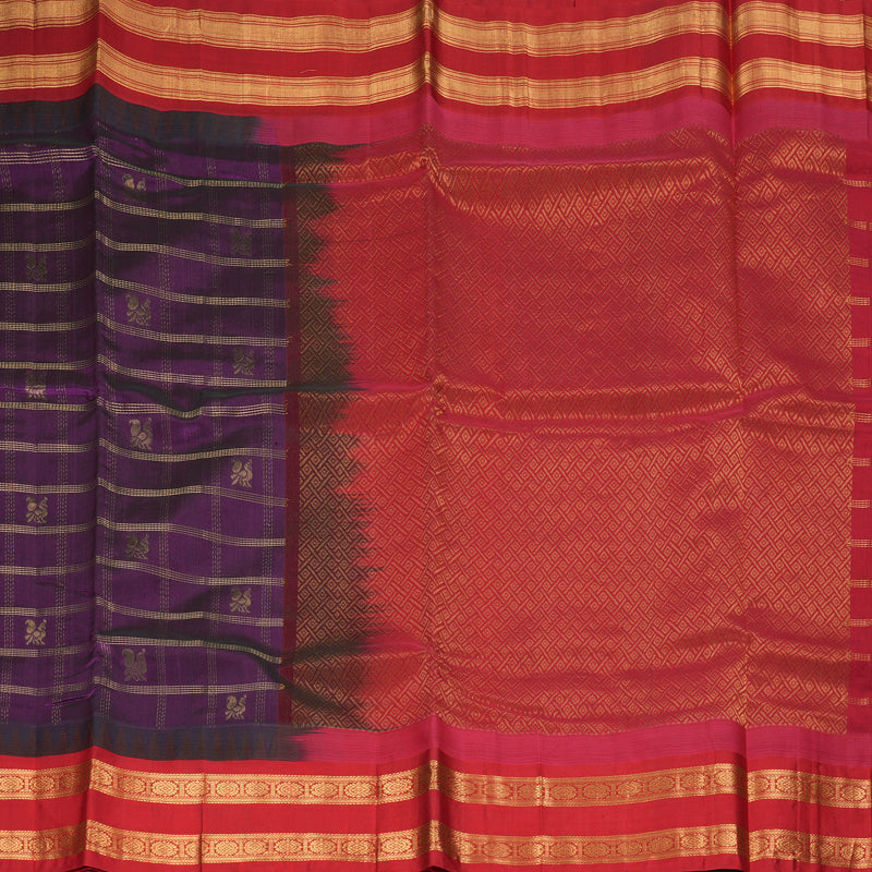 Hayagrivas Purple Pure Silk Cotton Saree SSCBF36D12-2
