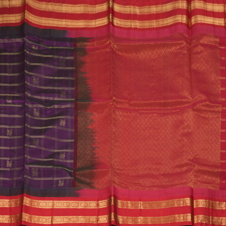Hayagrivas Purple Pure Silk Cotton Saree SSCBF36D12-2