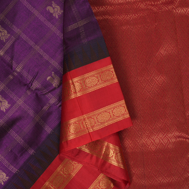 Hayagrivas Purple Pure Silk Cotton Saree SSCBF36D12-2