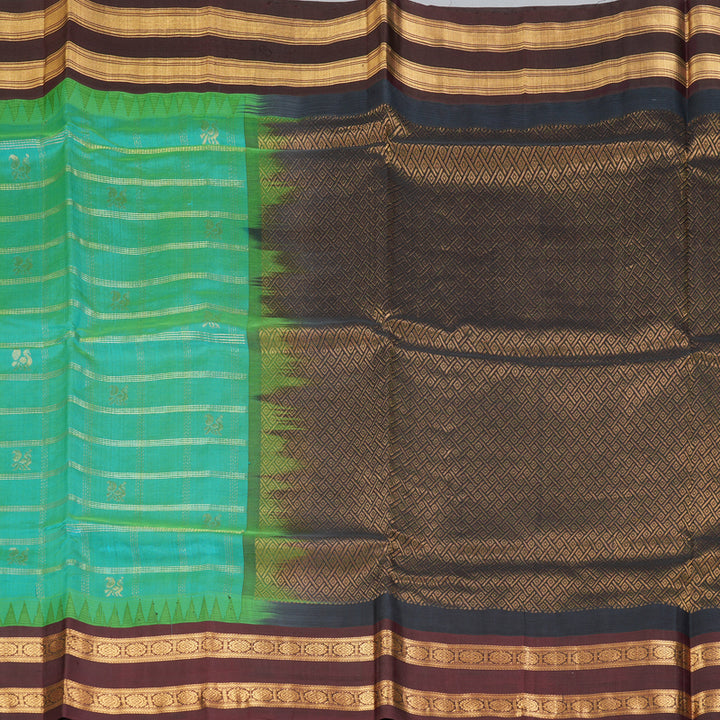 Hayagrivas Aqua Green Pure Silk Cotton Saree SSCBF36D12-3