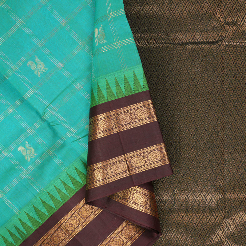 Hayagrivas Aqua Green Pure Silk Cotton Saree SSCBF36D12-3