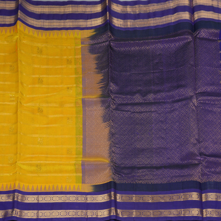 Hayagrivas Yellow Pure Silk Cotton Saree SSCBF36D12-5