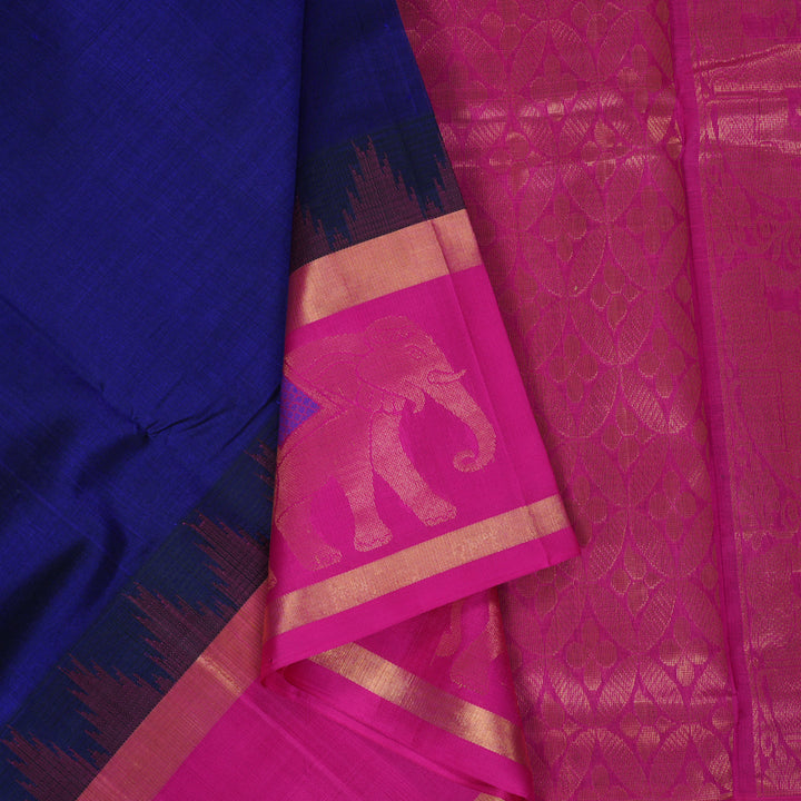 Hayagrivas Purplish-Blue Pure Silk Cotton Saree SSCBF36D13-1