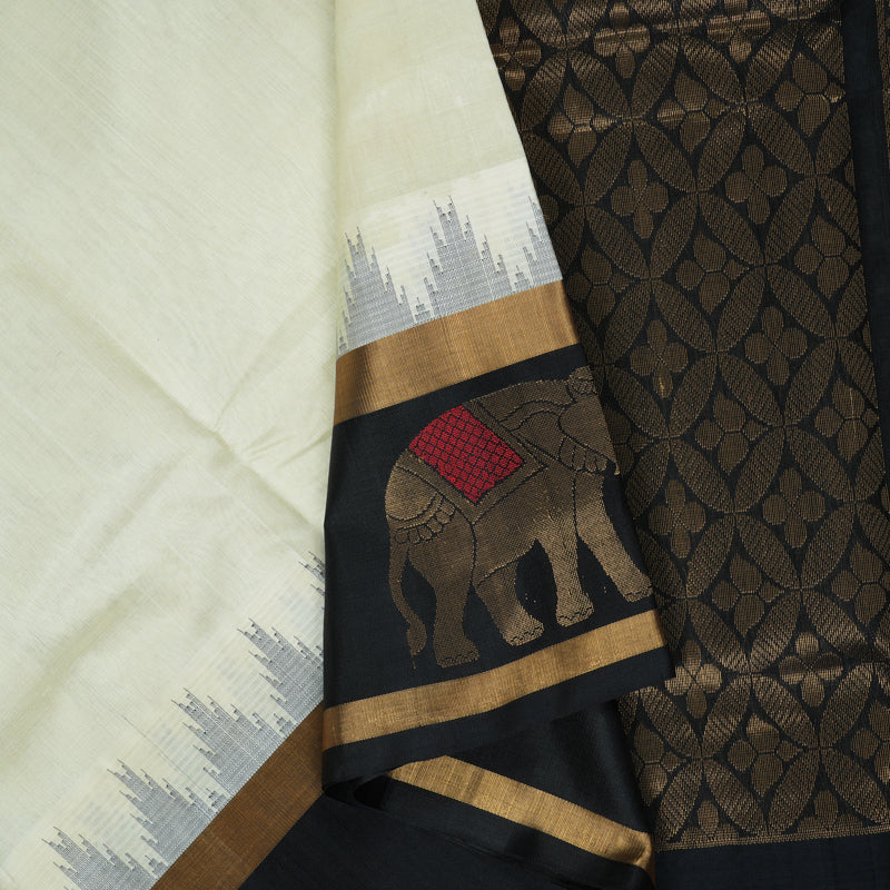 Hayagrivas Half-White Pure Silk Cotton Saree SSCBF36D13-3