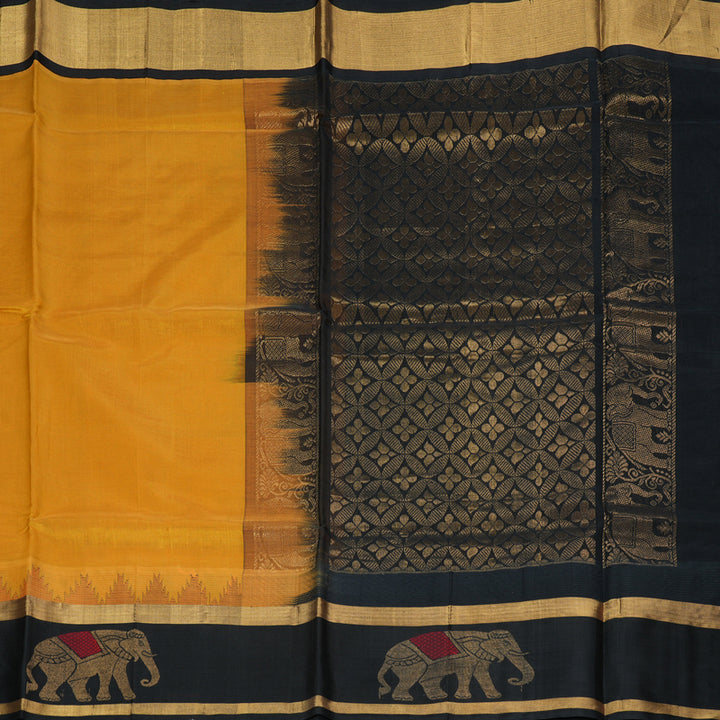 Hayagrivas Mustard Yellow Pure Silk Cotton Saree SSCBF36D13-4